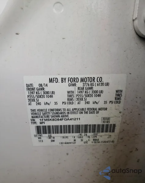 2015 Ford Explorer Xlt z USA, uszkodzony, nr VIN 1FM5K8D84FGA41211